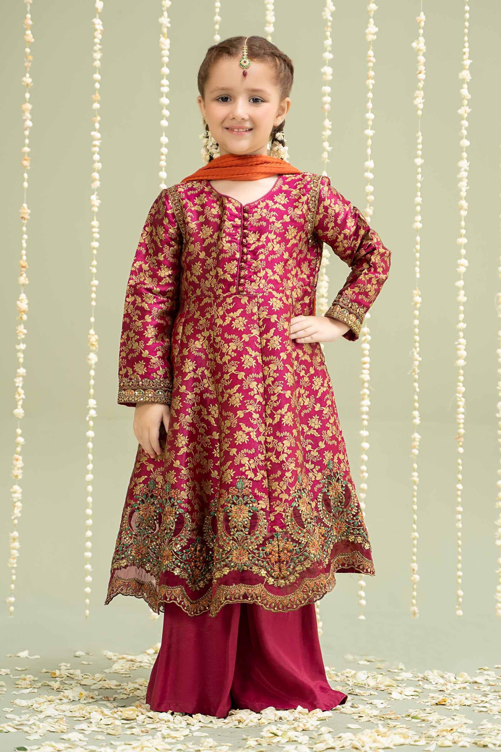 Maria B | 3 Piece Embroidered Jamawar Suit | MKS-W24-30 12-Oct Pink