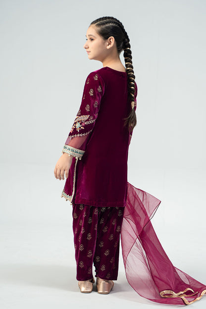 Maria B | 3 Piece Embroidered Velvet Suit | MKS-W24-32 12-Oct Purple