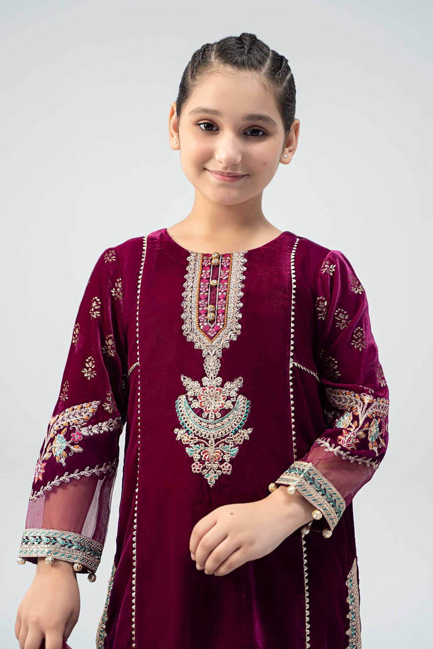 Maria B | 3 Piece Embroidered Velvet Suit | MKS-W24-32 6-Apr Purple