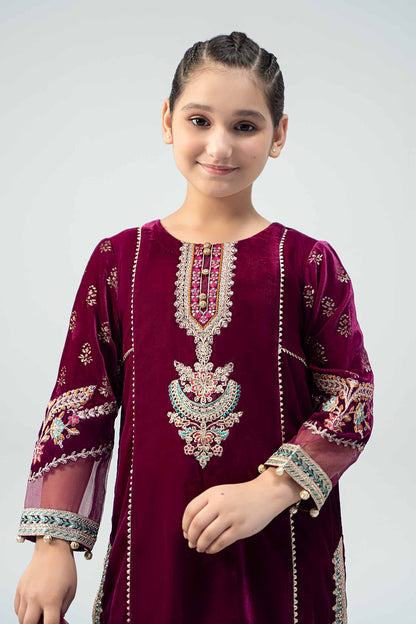 Maria B | 3 Piece Embroidered Velvet Suit | MKS-W24-32 6-Apr Purple