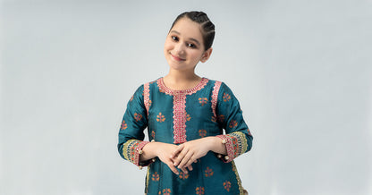 Maria B | 3 Piece Embroidered Raw Silk Suit | MKS-W24-33