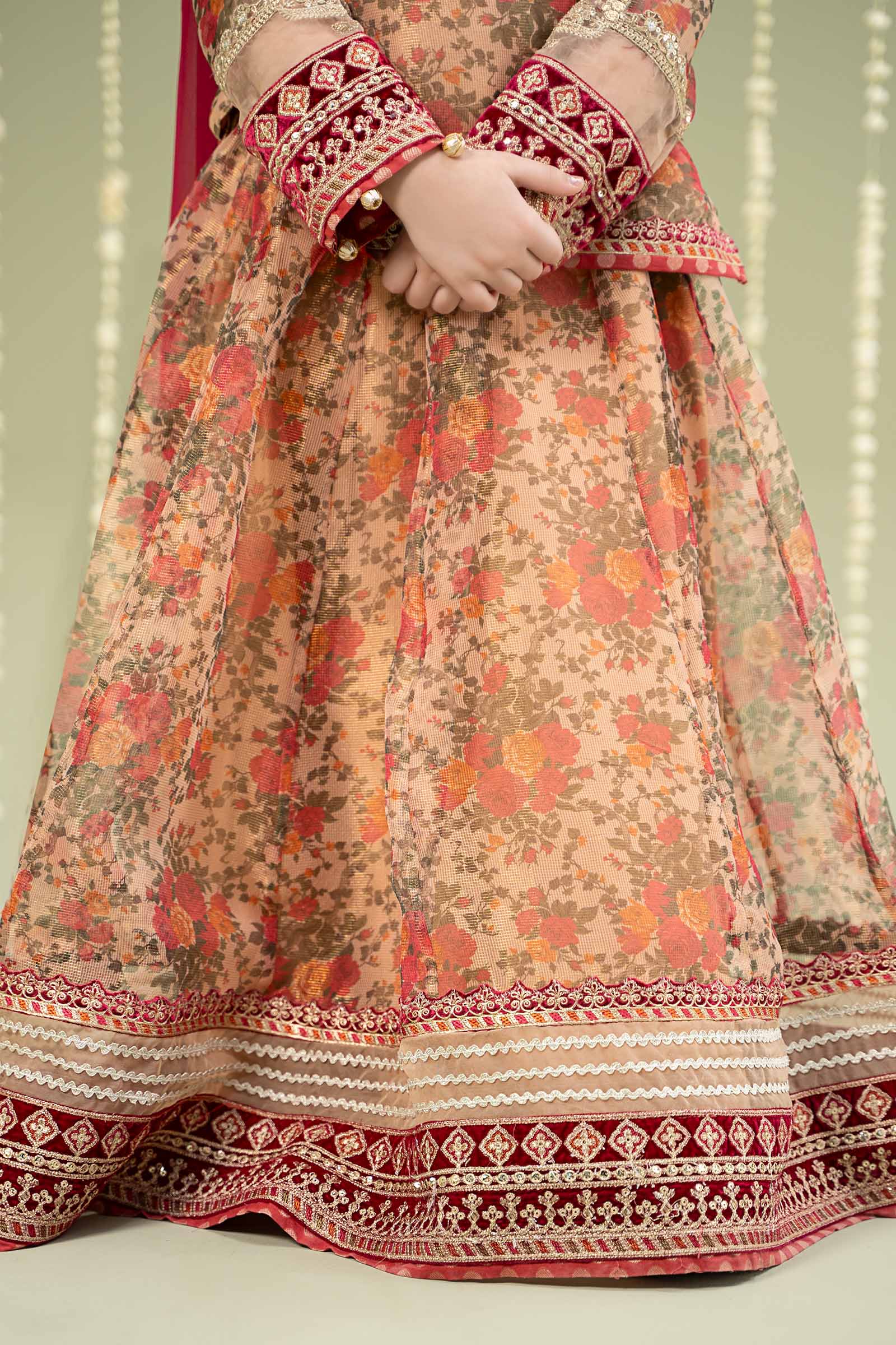 Maria B | 3 Piece Embroidered Cotton Maoori Net Suit | MKS-W24-35 8-Jun Beige