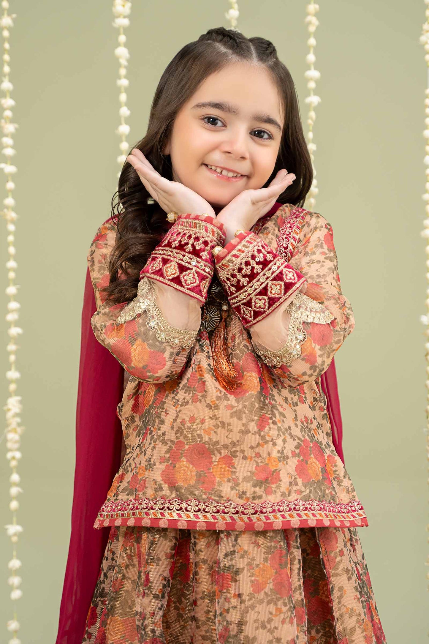 Maria B | 3 Piece Embroidered Cotton Maoori Net Suit | MKS-W24-35 10-Aug Beige