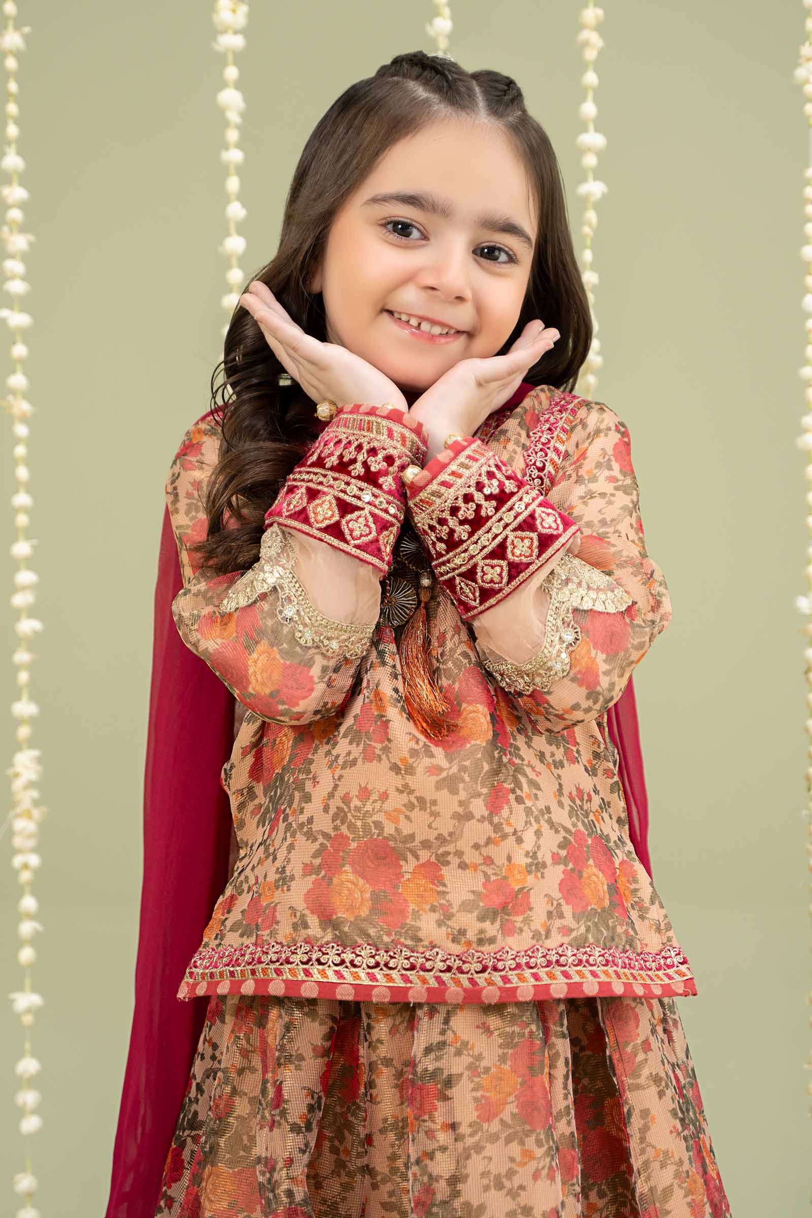 Maria B | 3 Piece Embroidered Cotton Maoori Net Suit | MKS-W24-35 10-Aug Beige