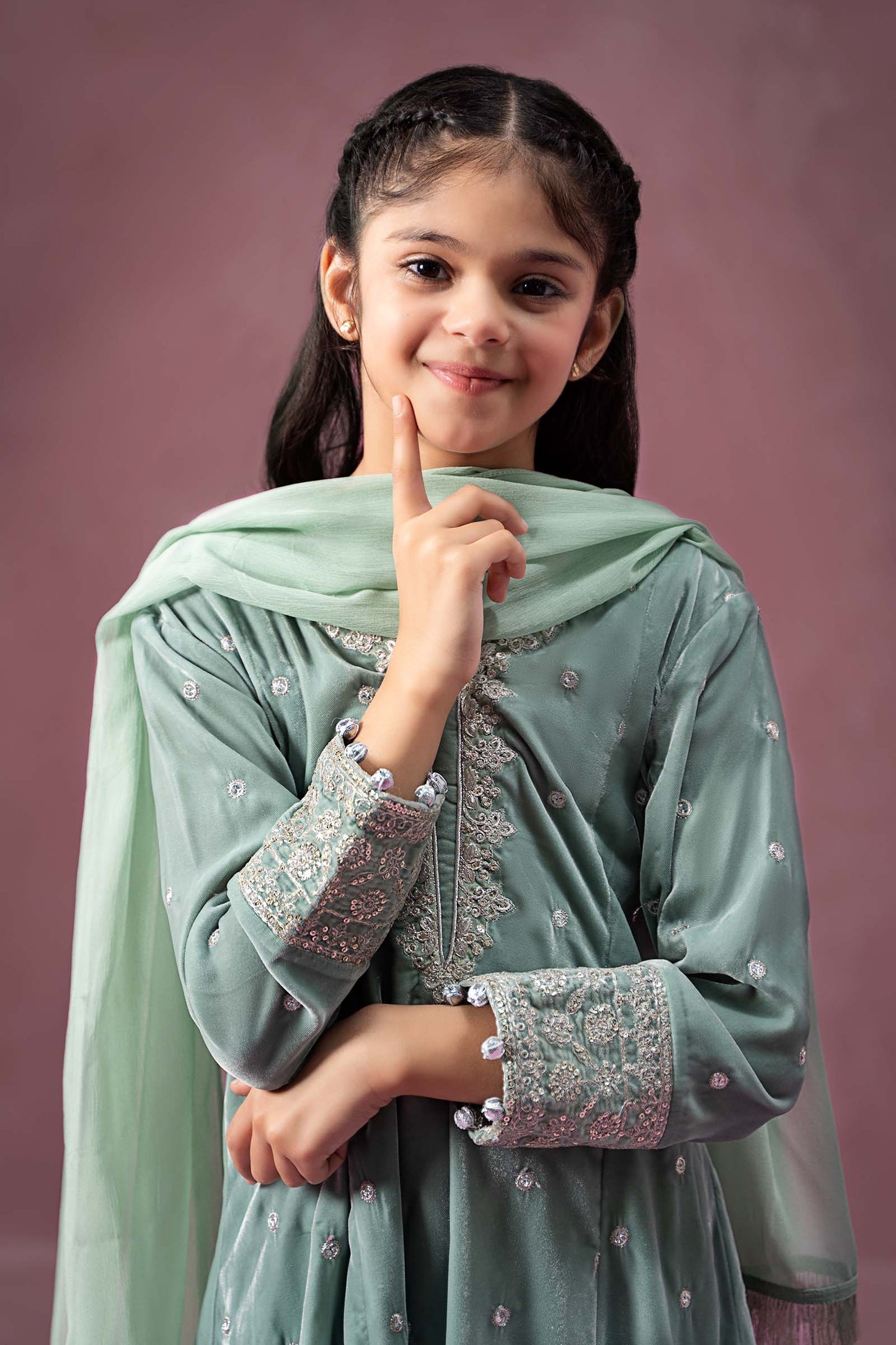 Maria B | 3 Piece Embroidered Velvet Suit | MKS-W24-38 10-Aug Green