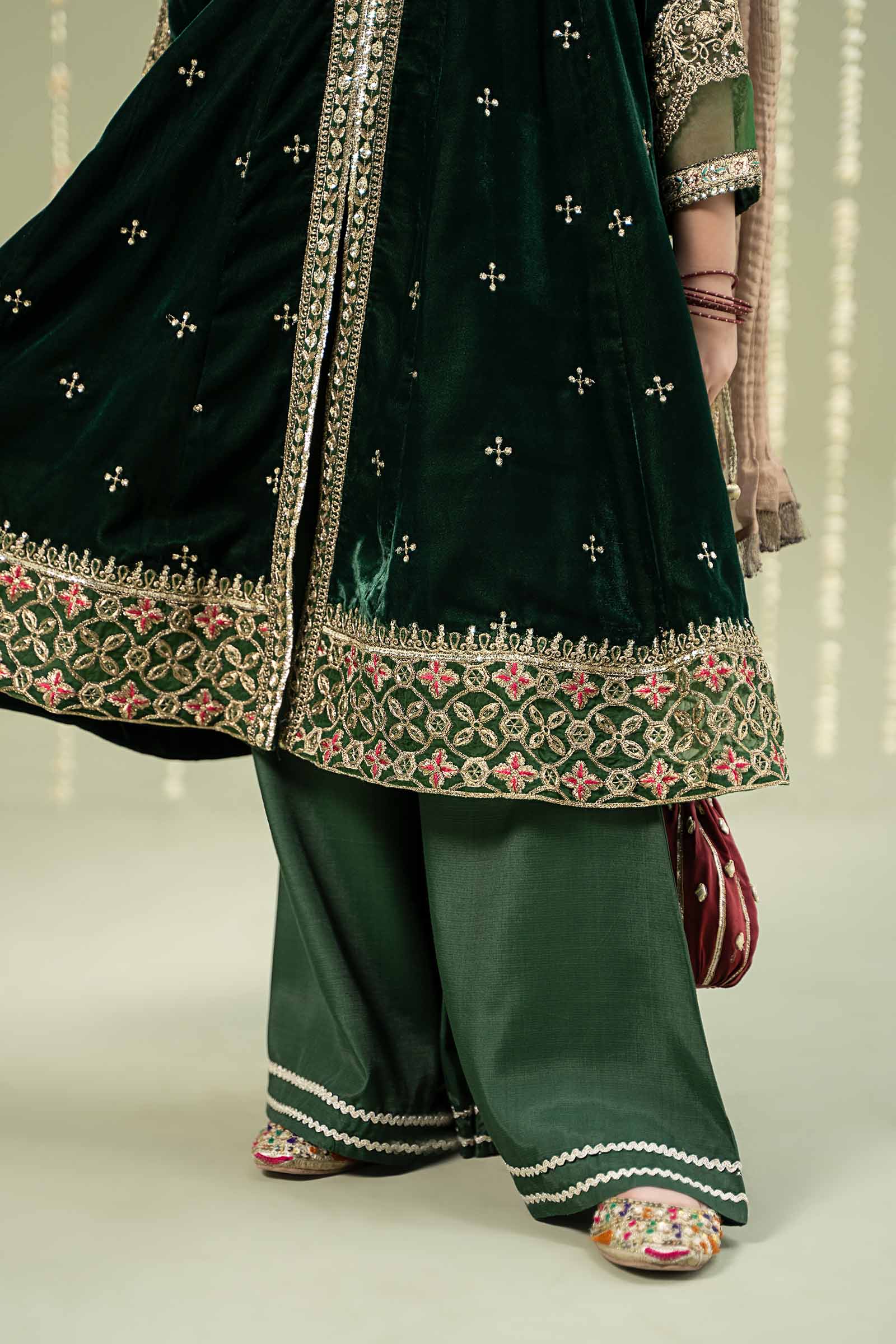 Maria B | 3 Piece Embroidered Velvet Suit | MKS-W24-40 10-Aug Green