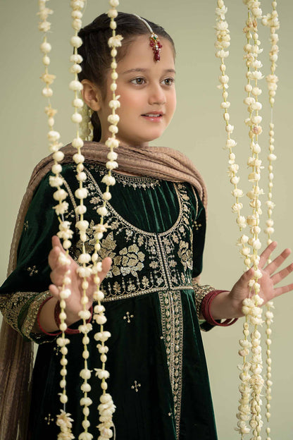 Maria B | 3 Piece Embroidered Velvet Suit | MKS-W24-40 6-Apr Green