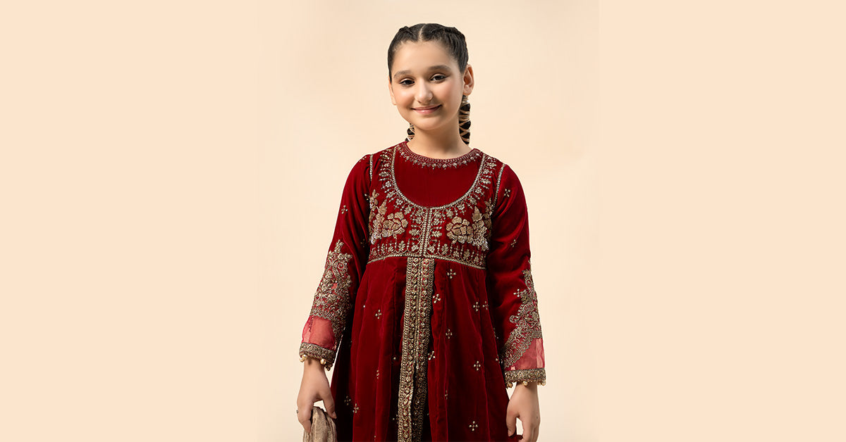Maria B | 3 Piece Embroidered Velvet Suit | MKS-W24-40 14-Dec Pink