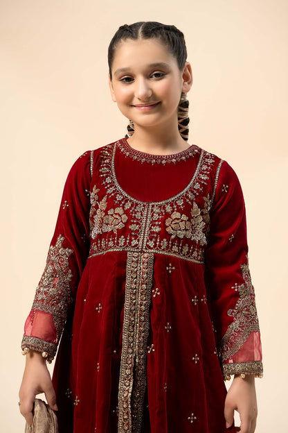 Maria B | 3 Piece Embroidered Velvet Suit | MKS-W24-40 6-Apr Pink