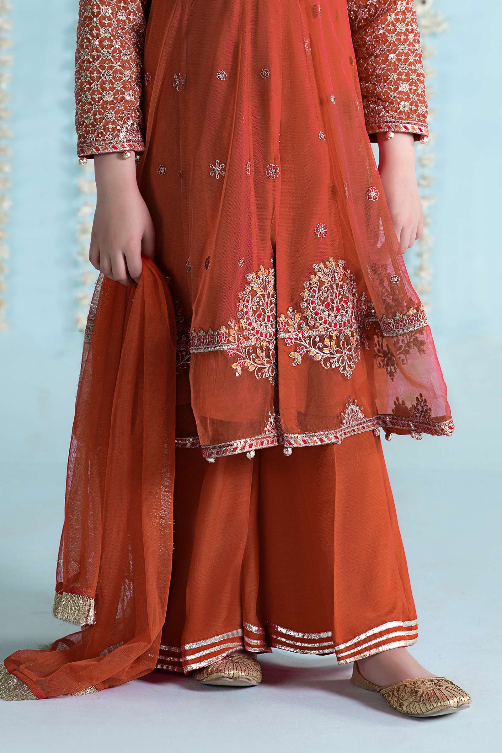 Maria B | 3 Piece Embroidered Net Suit | MKS-EA24-02 10-Aug Orange