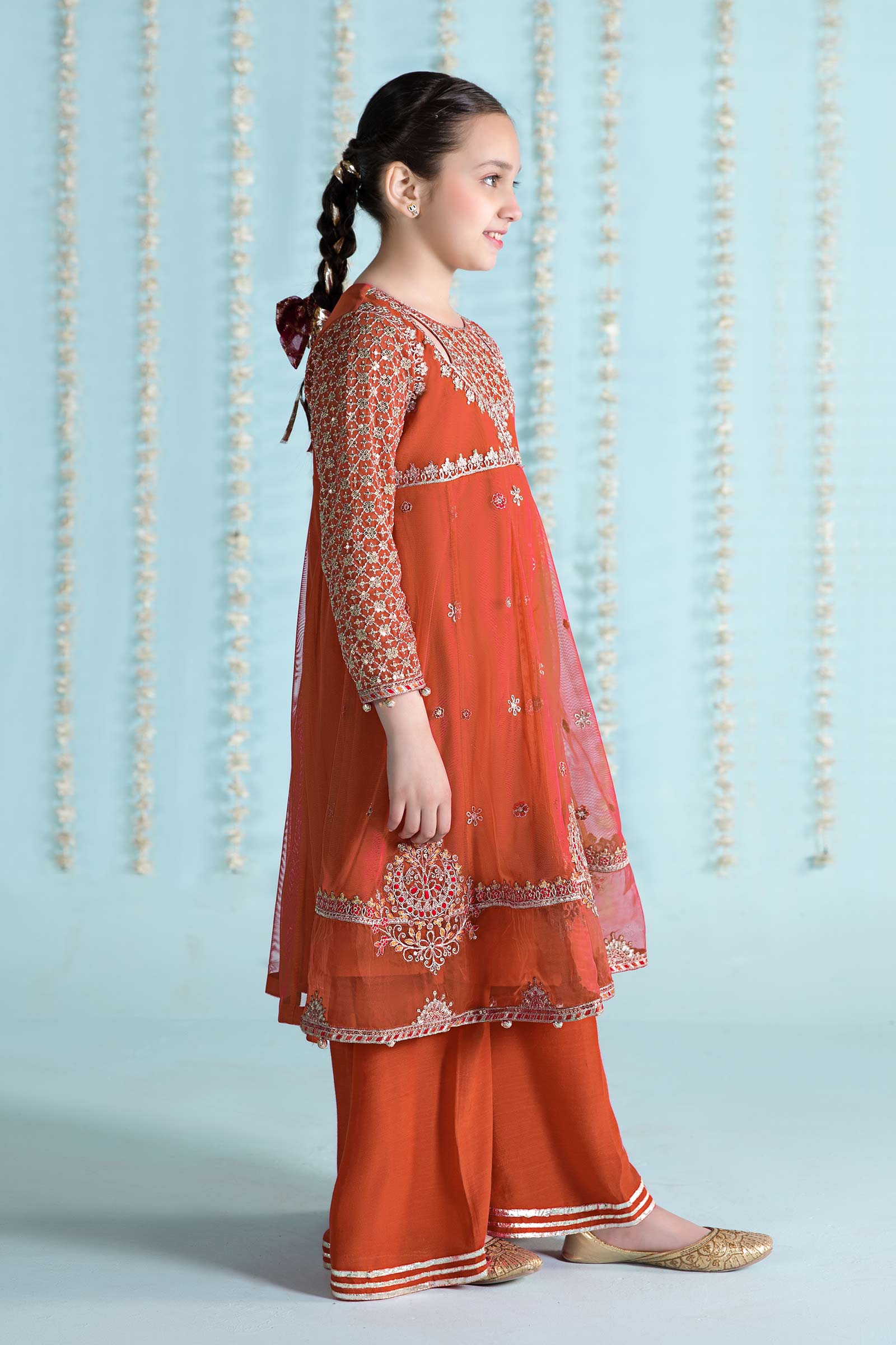 Maria B | 3 Piece Embroidered Net Suit | MKS-EA24-02 12-Oct Orange