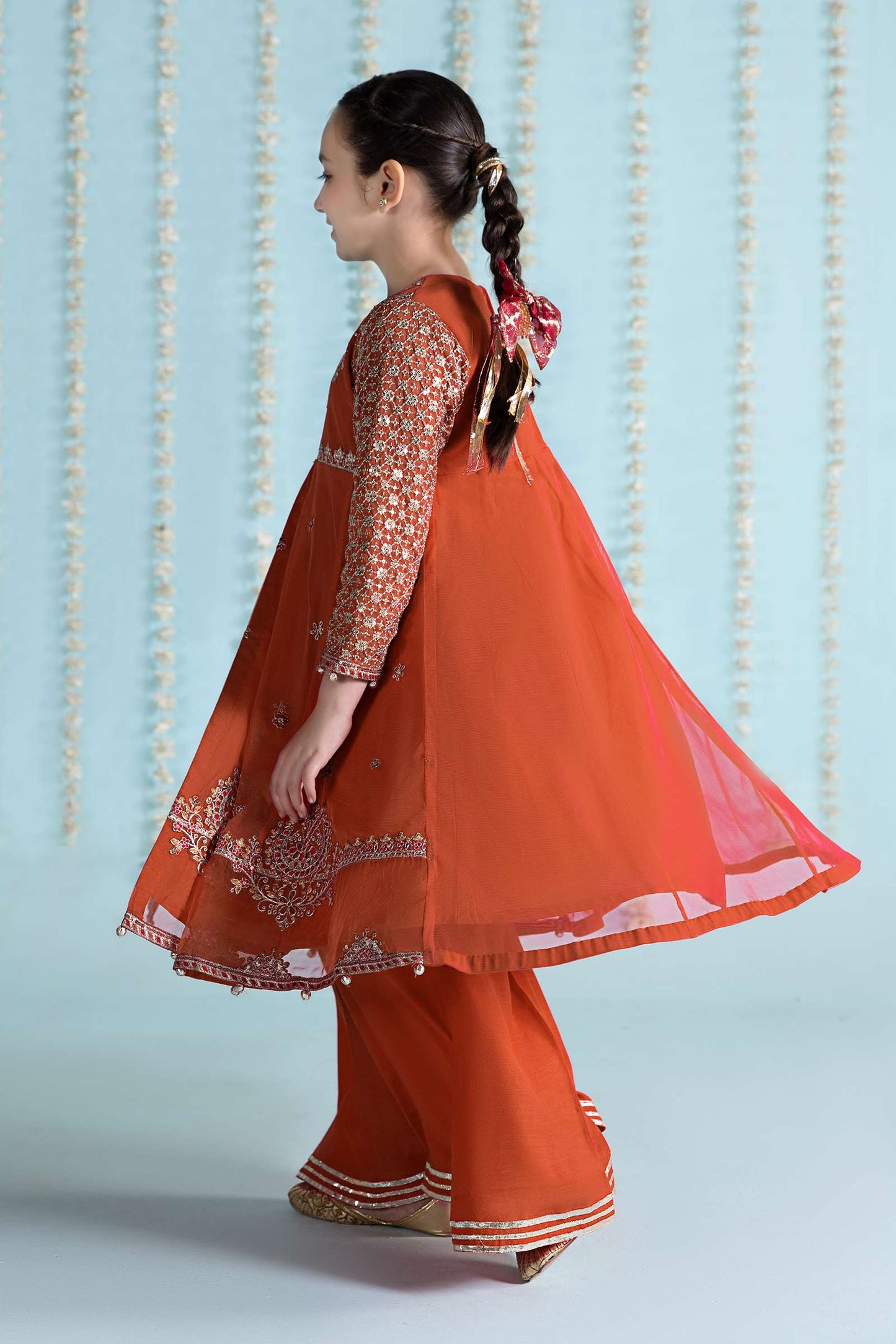 Maria B | 3 Piece Embroidered Net Suit | MKS-EA24-02 14-Dec Orange