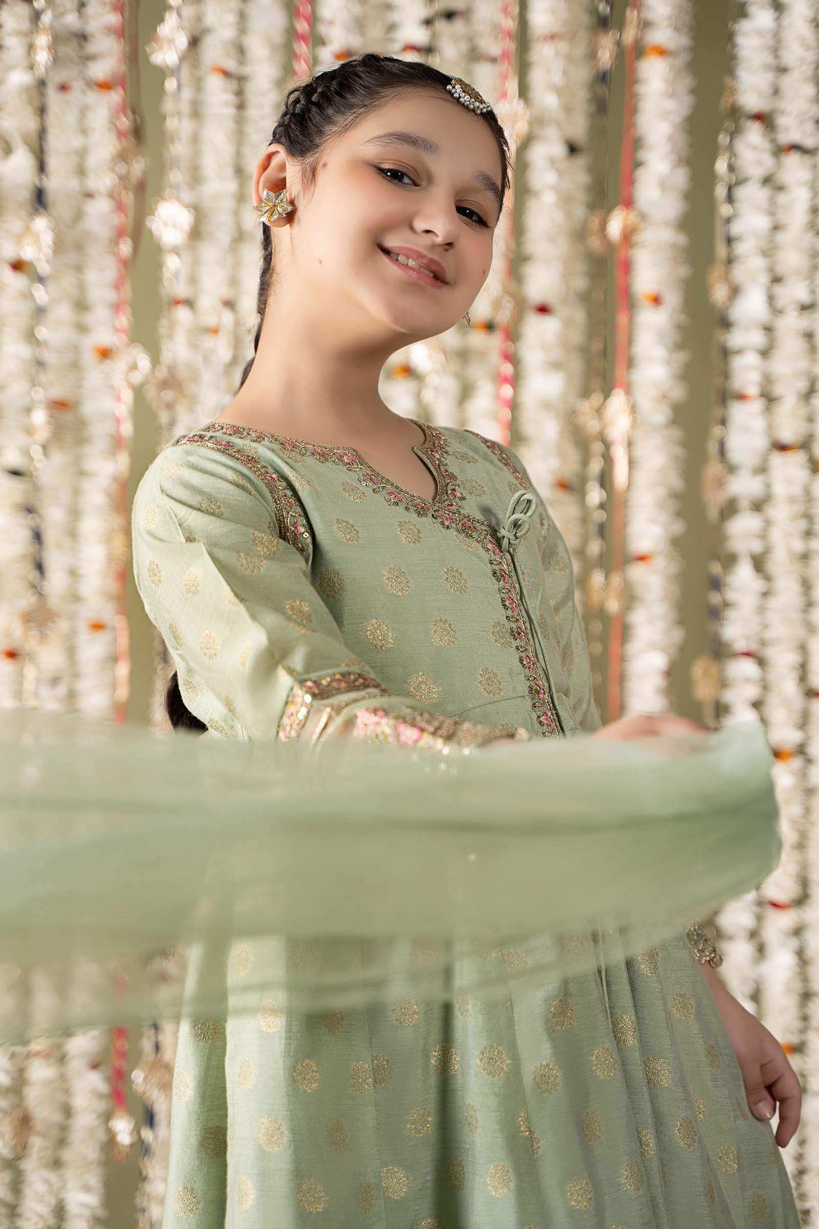 Maria B | 3 Piece Embroidered Cotton Lurex Suit | MKS-EF25-12 6-Apr Green