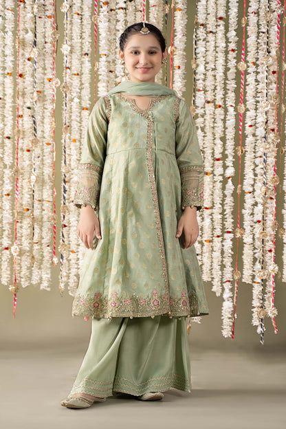 Maria B | 3 Piece Embroidered Cotton Lurex Suit | MKS-EF25-12 4-Feb Green