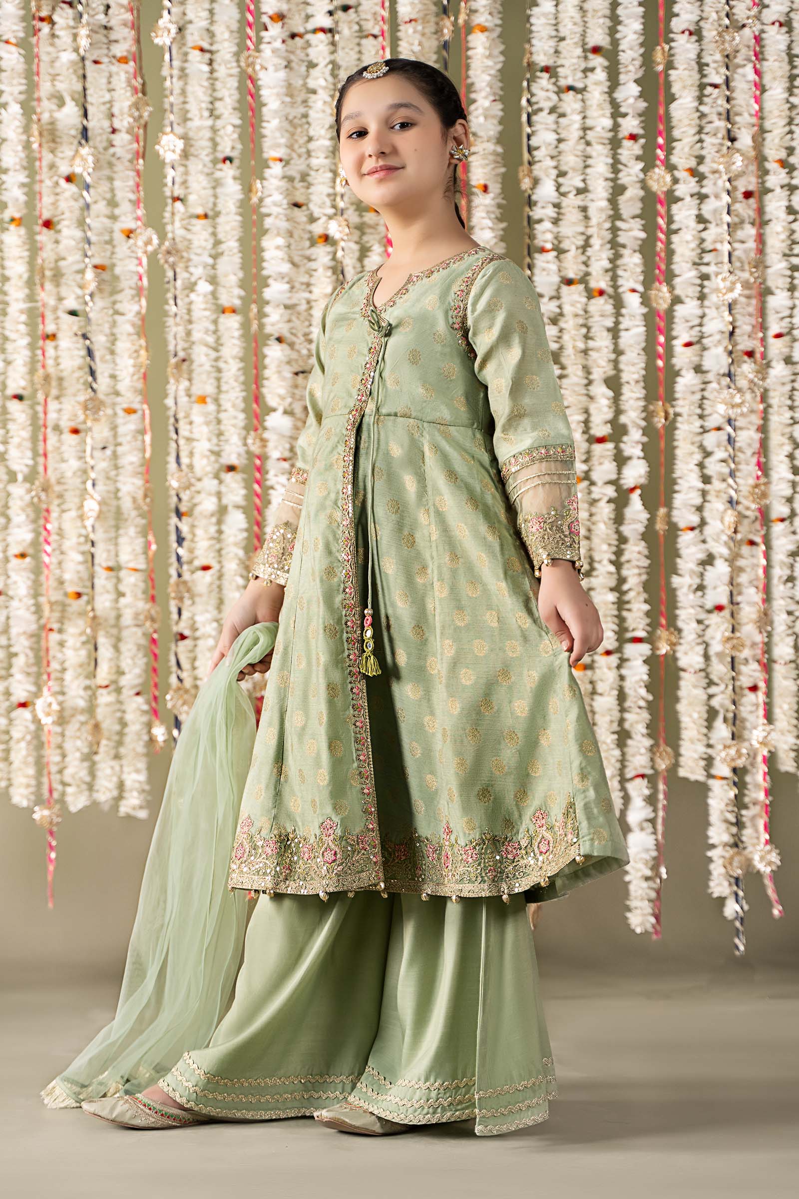Maria B | 3 Piece Embroidered Cotton Lurex Suit | MKS-EF25-12 12-Oct Green