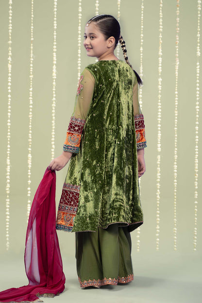 Maria B | 3 Piece Embroidered Velvet Suit | MKS-W24-15 14-Dec Green