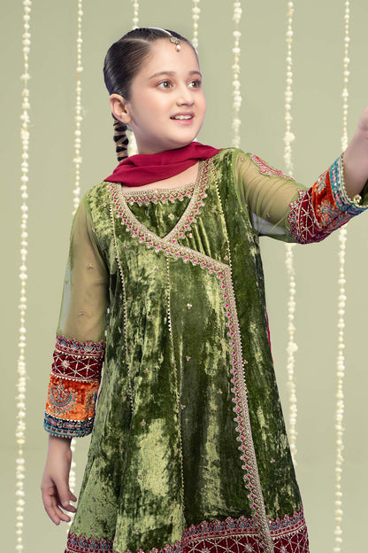 Maria B | 3 Piece Embroidered Velvet Suit | MKS-W24-15 6-Apr Green
