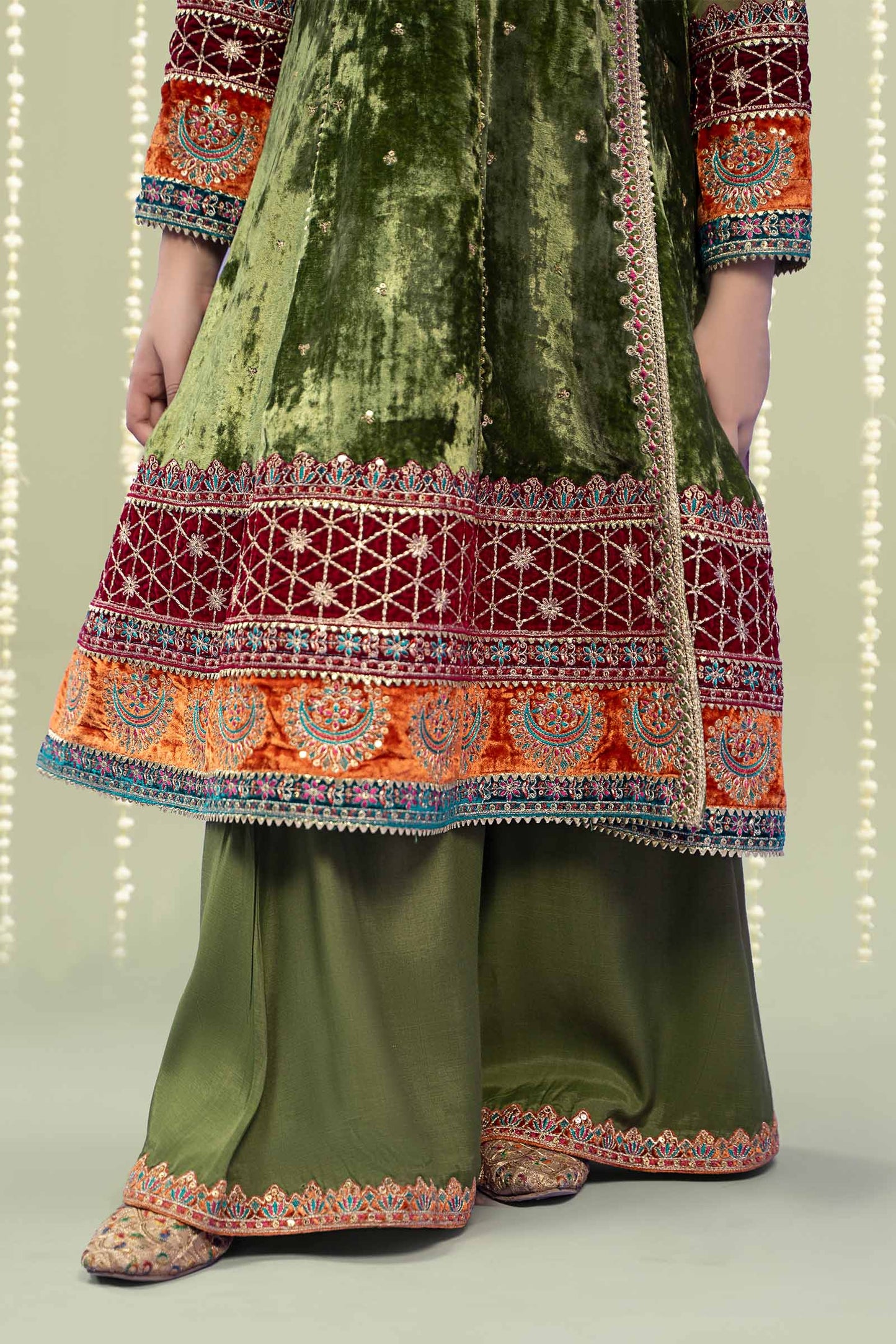 Maria B | 3 Piece Embroidered Velvet Suit | MKS-W24-15 10-Aug Green