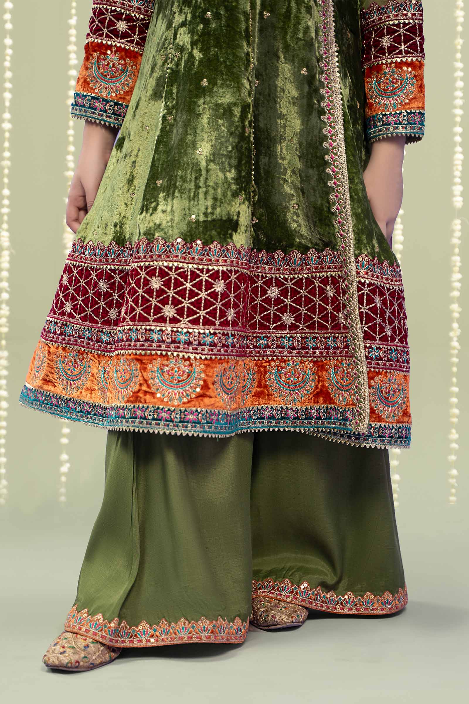 Maria B | 3 Piece Embroidered Velvet Suit | MKS-W24-15 10-Aug Green