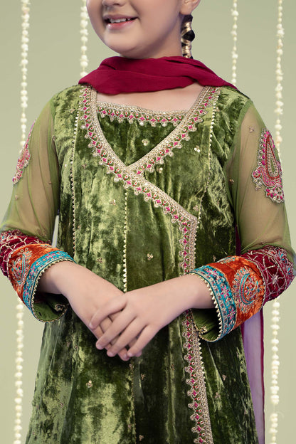 Maria B | 3 Piece Embroidered Velvet Suit | MKS-W24-15 8-Jun Green