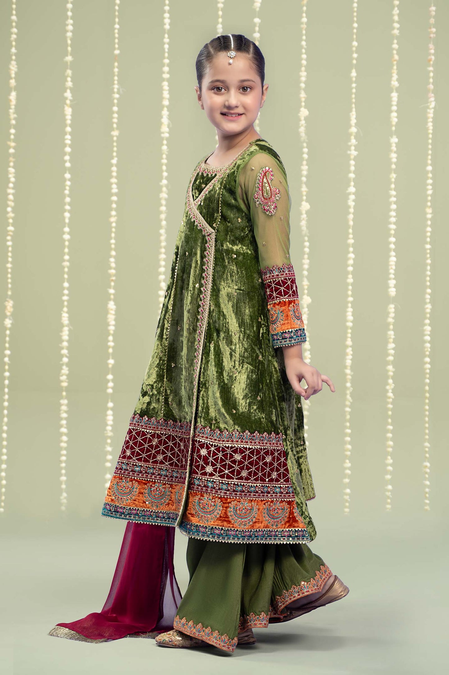Maria B | 3 Piece Embroidered Velvet Suit | MKS-W24-15 12-Oct Green