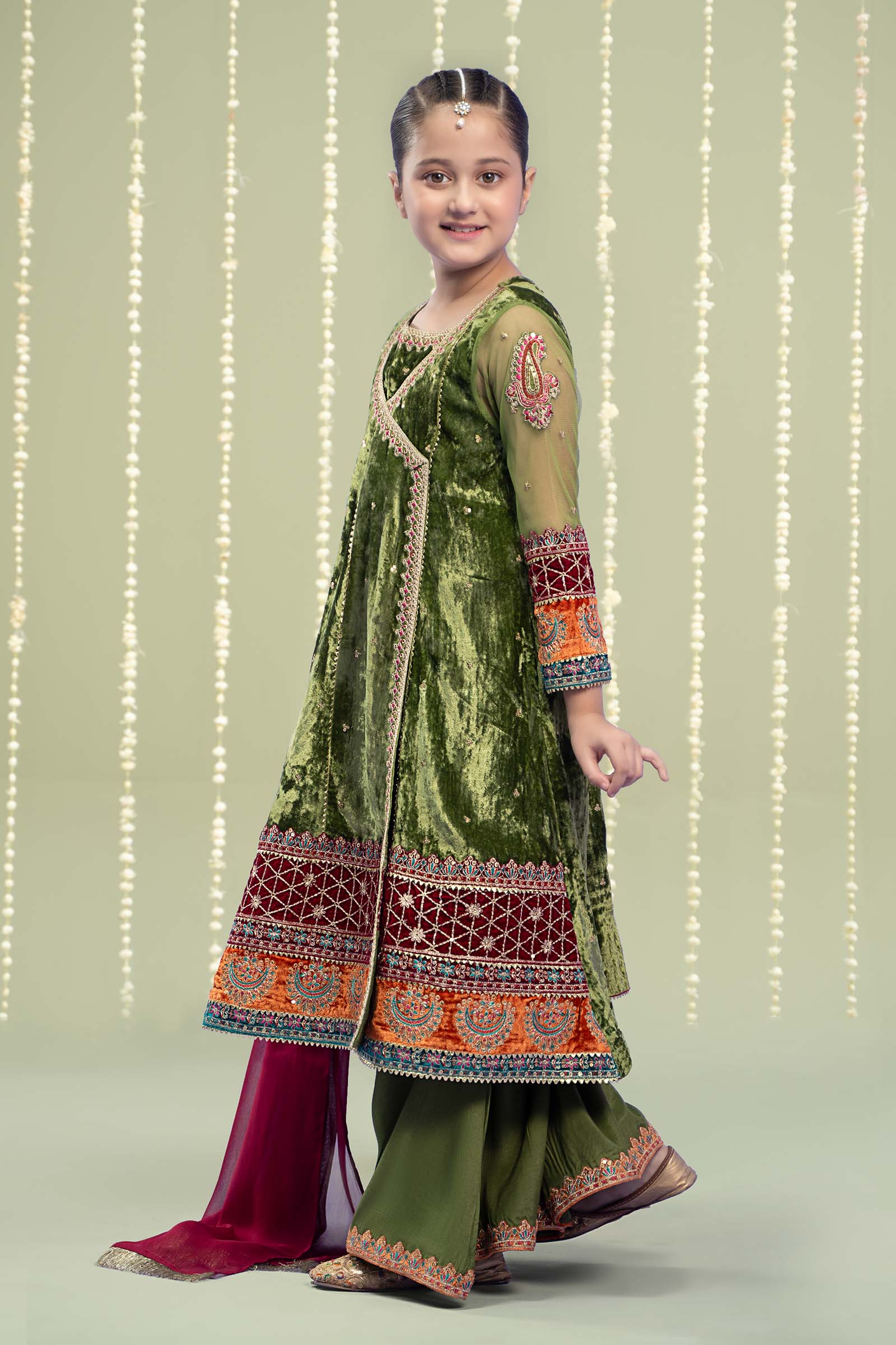 Maria B | 3 Piece Embroidered Velvet Suit | MKS-W24-15 12-Oct Green