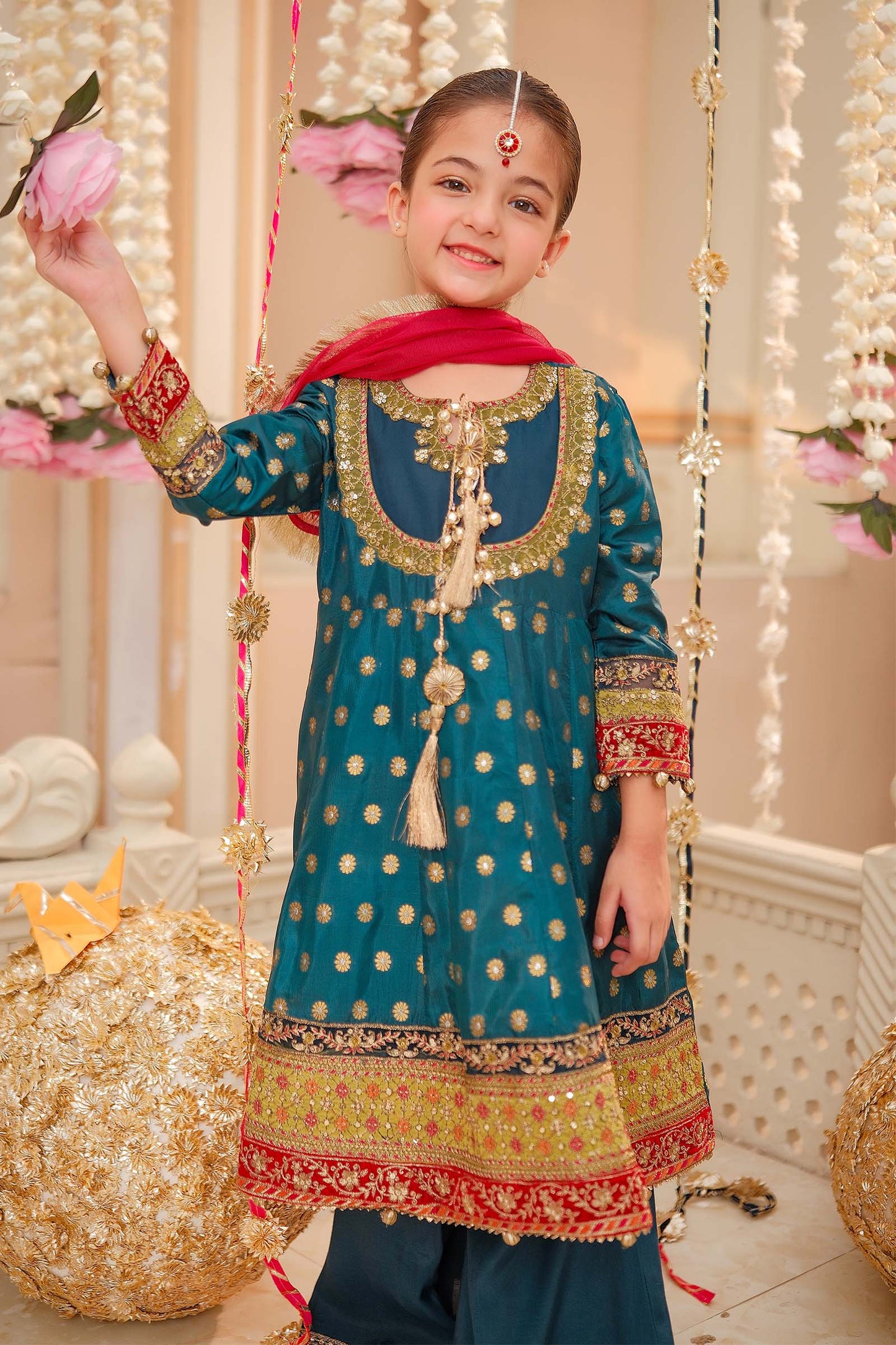 Maria B | 3 Piece Embroidered Jamawar Suit | MKS-W24-22 4-Feb Blue