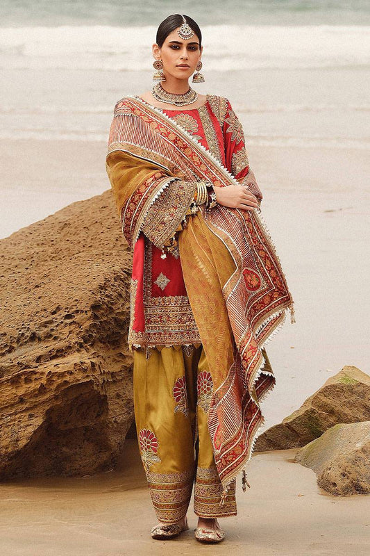 MNR | Gehraiyaan Shaadi Collection | Atlas - Pakistani Designer Dress - by MNR | Type: Bridal - 100% Original at Saira Sultan