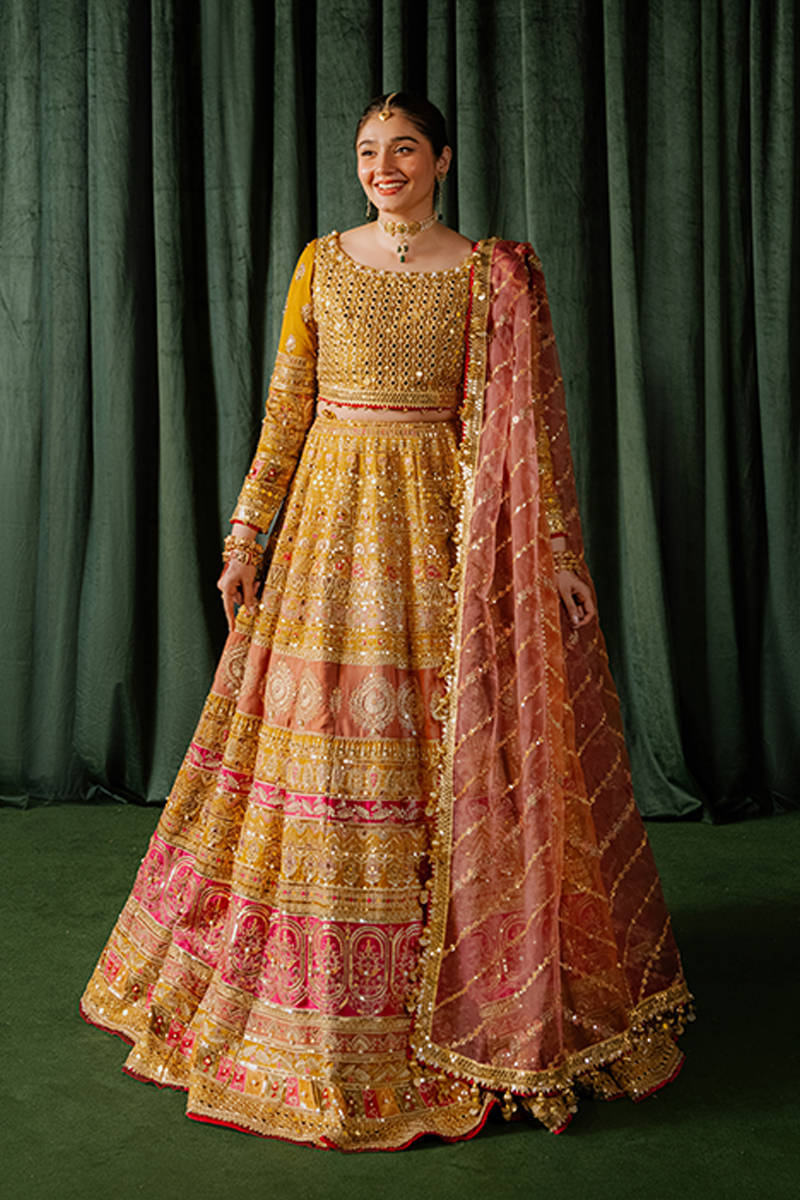 MNR | Zarlish Festive Formals | Meher L Mustard Yellow Indian Silk