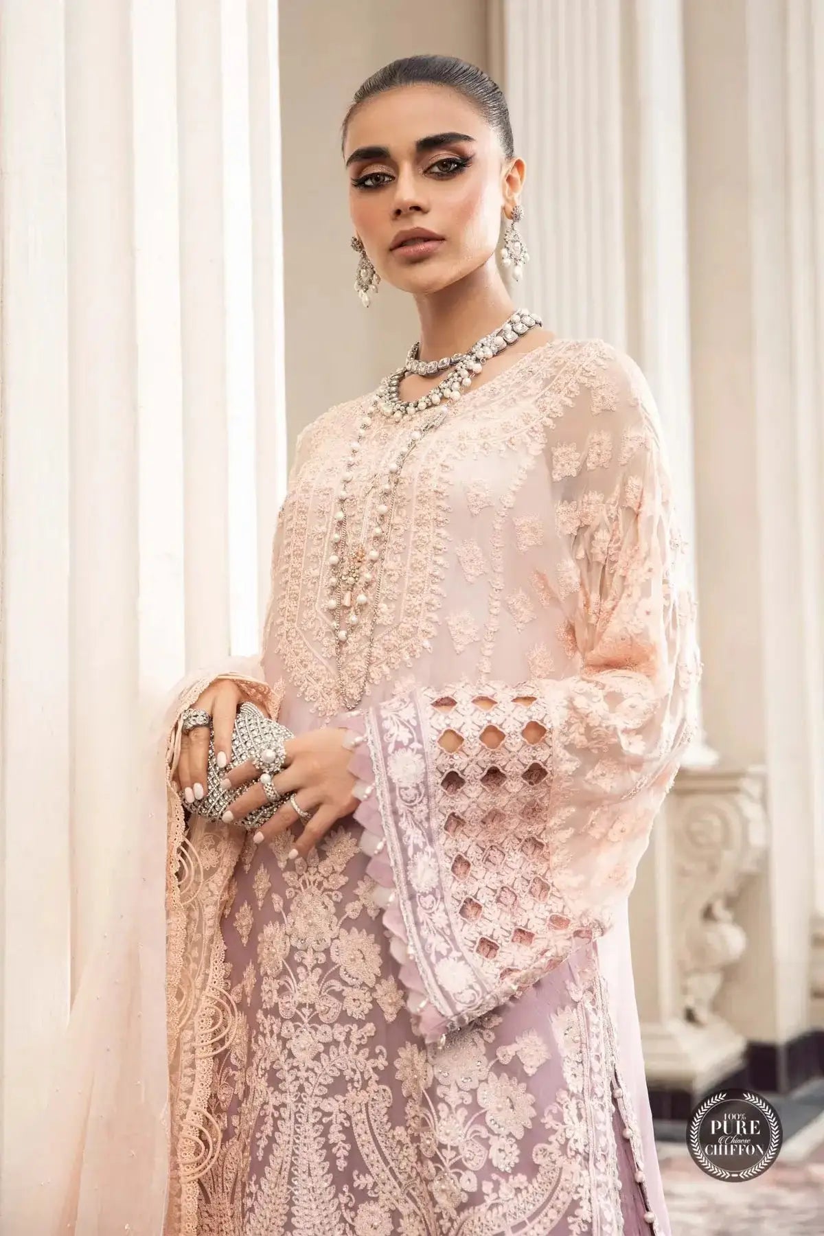 Maria B | Luxury Chiffon Collection | Lilac - Pakistani Designer Dress - by Maria B | Type: Formal - 100% Original at Saira Sultan