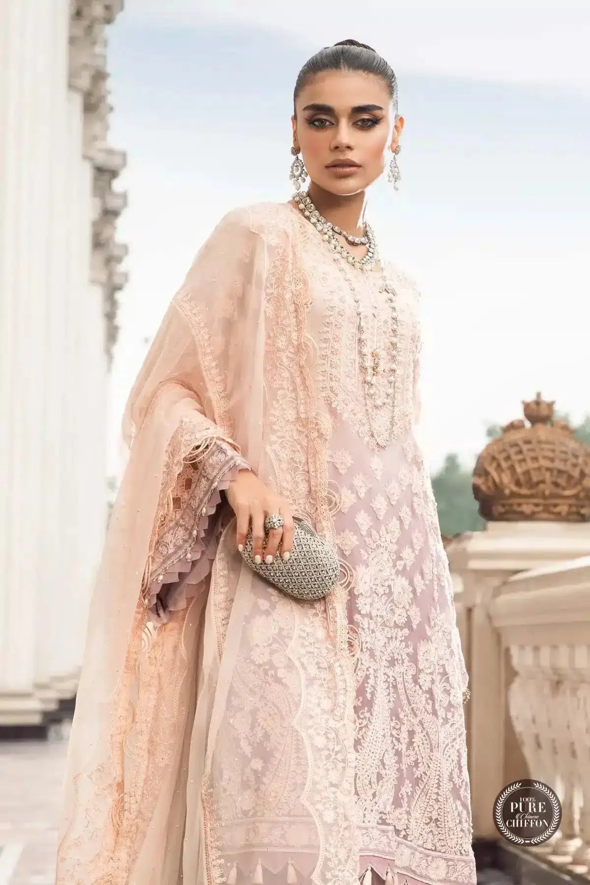 Maria B | Luxury Chiffon Collection | Lilac - Pakistani Designer Dress - by Maria B | Type: Formal - 100% Original at Saira Sultan
