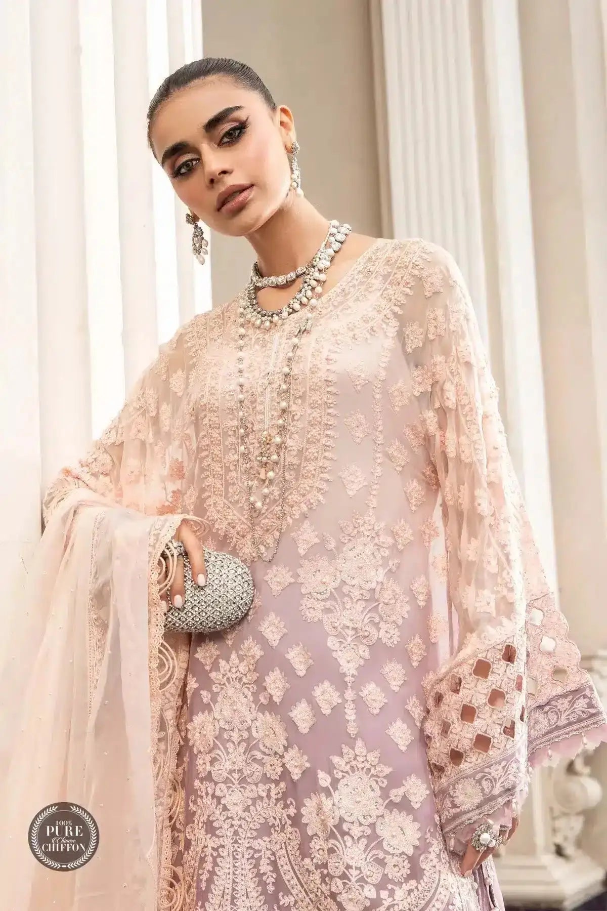 Maria B | Luxury Chiffon Collection | Lilac - Pakistani Designer Dress - by Maria B | Type: Formal - 100% Original at Saira Sultan