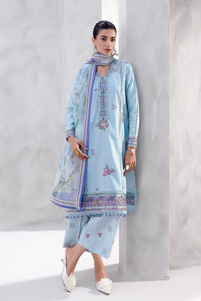 Mushq | La Toscana Casual Pret 25 | Elara Custom Size Ice Blue Lawn