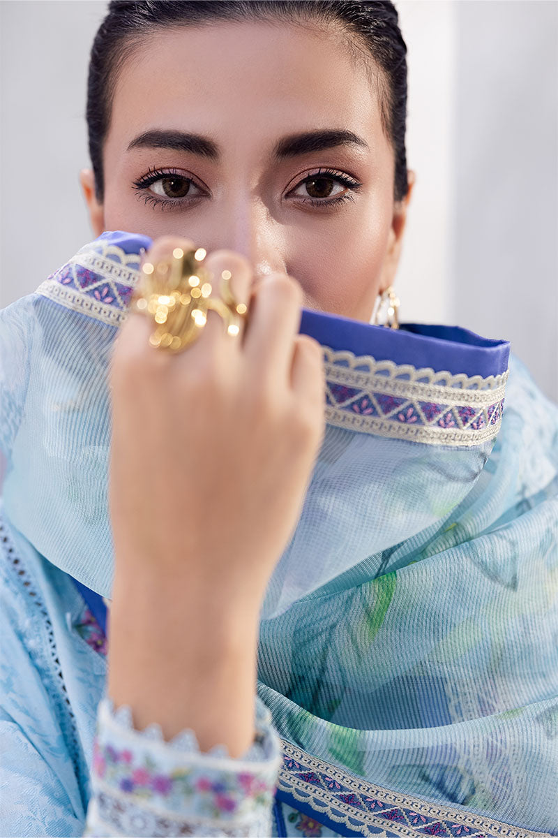 Mushq | La Toscana Casual Pret 25 | Elara M Ice Blue Lawn