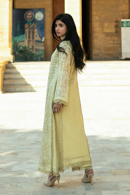 Mushq | Saugaat City of Lights | Faryal S Pastel Yellow Cotton Net