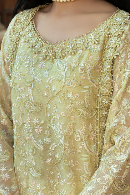 Mushq | Saugaat City of Lights | Faryal XL Pastel Yellow Cotton Net