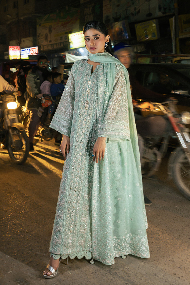 Mushq | Saugaat City of Lights | Shama S Ice Blue Cotton Net