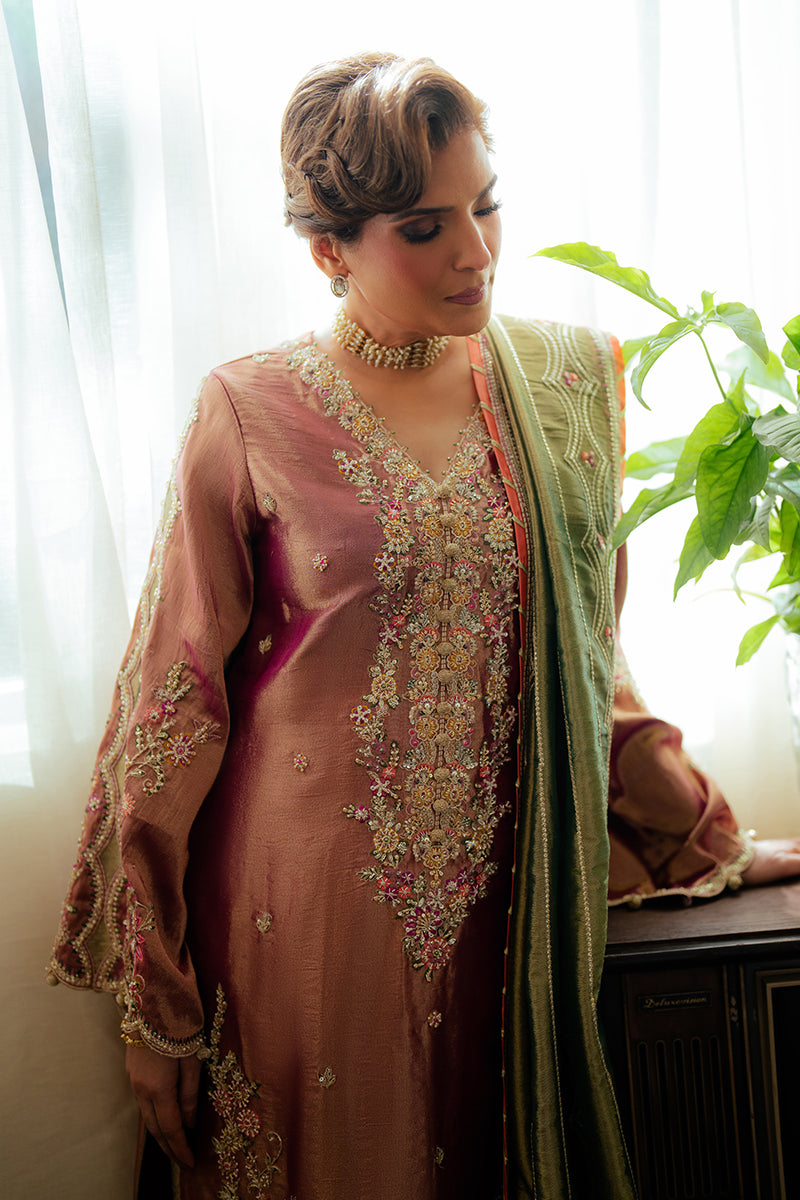 Mushq | Sunehri Resham Edit | SEEMA L Light Pink Satin Zari
