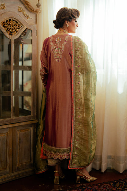 Mushq | Sunehri Resham Edit | SEEMA S Light Pink Satin Zari