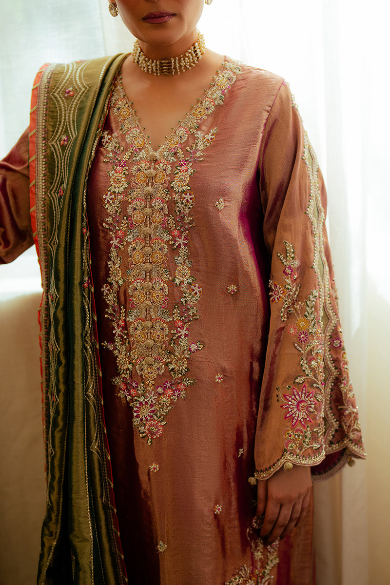 Mushq | Sunehri Resham Edit | SEEMA M Light Pink Satin Zari