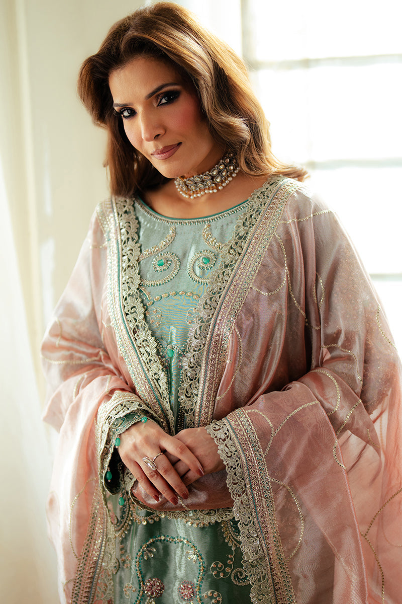 Mushq | Sunehri Resham Edit | JANA M Mint Satin Zari