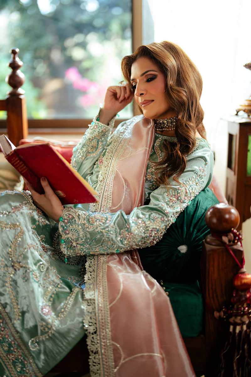 Mushq | Sunehri Resham Edit | JANA L Mint Satin Zari