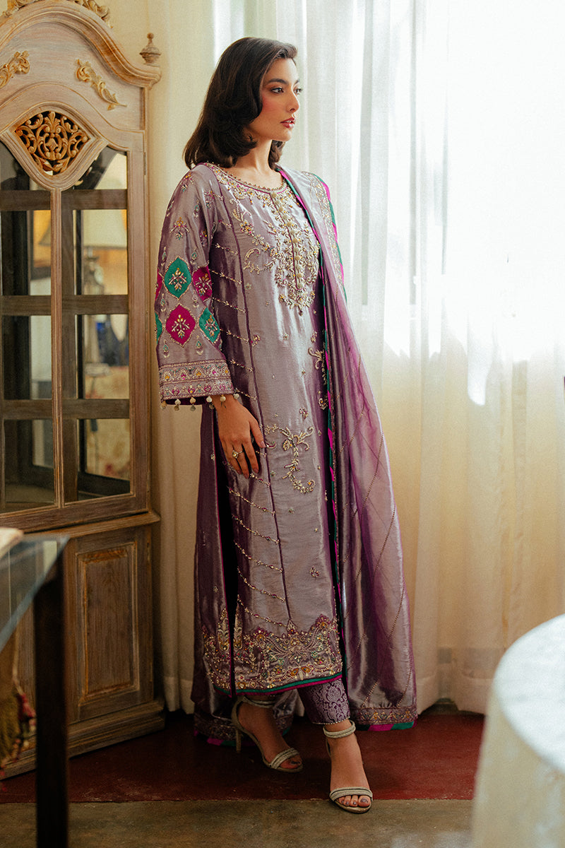 Mushq | Sunehri Resham Edit | AAIDAH XL Pinkish Gray Satin Zari