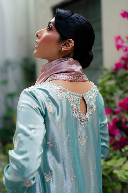 Mushq | Sunehri Resham Edit | EMAN S Light Blue Satin Zari