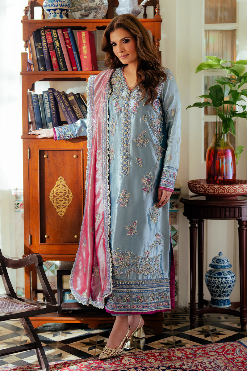 Mushq | Sunehri Resham Edit | NEELAM XS Blue Satin Zari