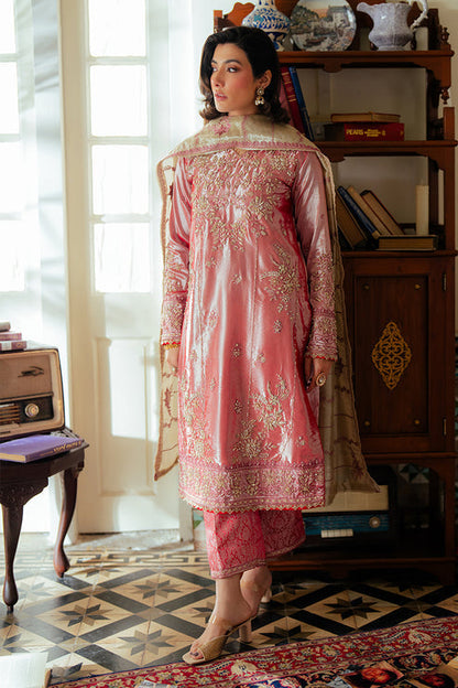 Mushq | Sunehri Resham Edit | MEHER XS Rose Pink Satin Zari