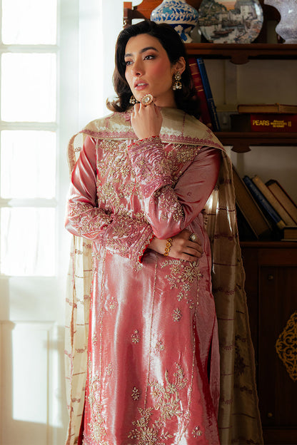 Mushq | Sunehri Resham Edit | MEHER M Rose Pink Satin Zari