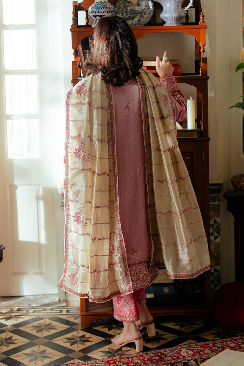 Mushq | Sunehri Resham Edit | MEHER S Rose Pink Satin Zari