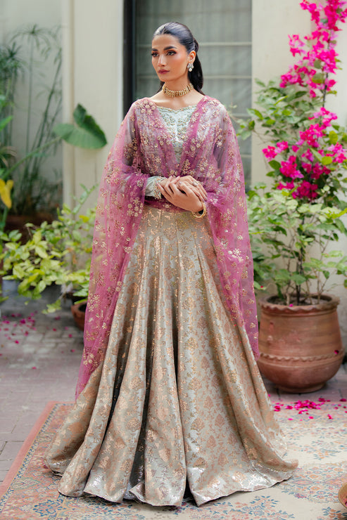 Mushq | Sunehri Resham Edit | ZIMA XS Mint Green Satin Zari