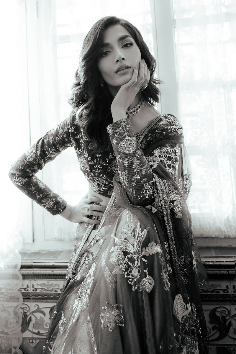 Mushq | Sunehri Resham Edit | MEENA M Blue Satin Zari
